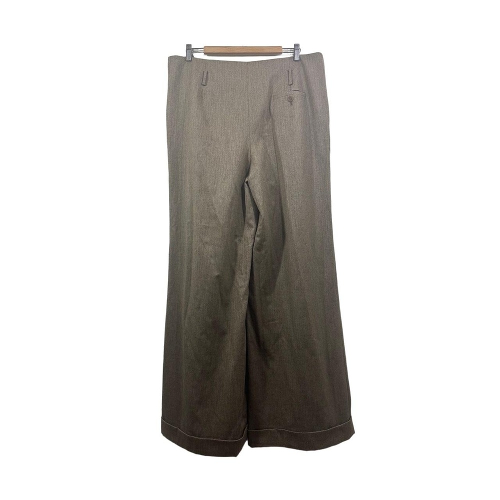 MAGASCHONI COLLECTION Trousers Womens 16 Brown Grey Herringbone Wide Leg - Picture 6 of 14